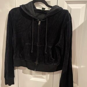 Wild Fable Black Velour Zip-Up Hoodie